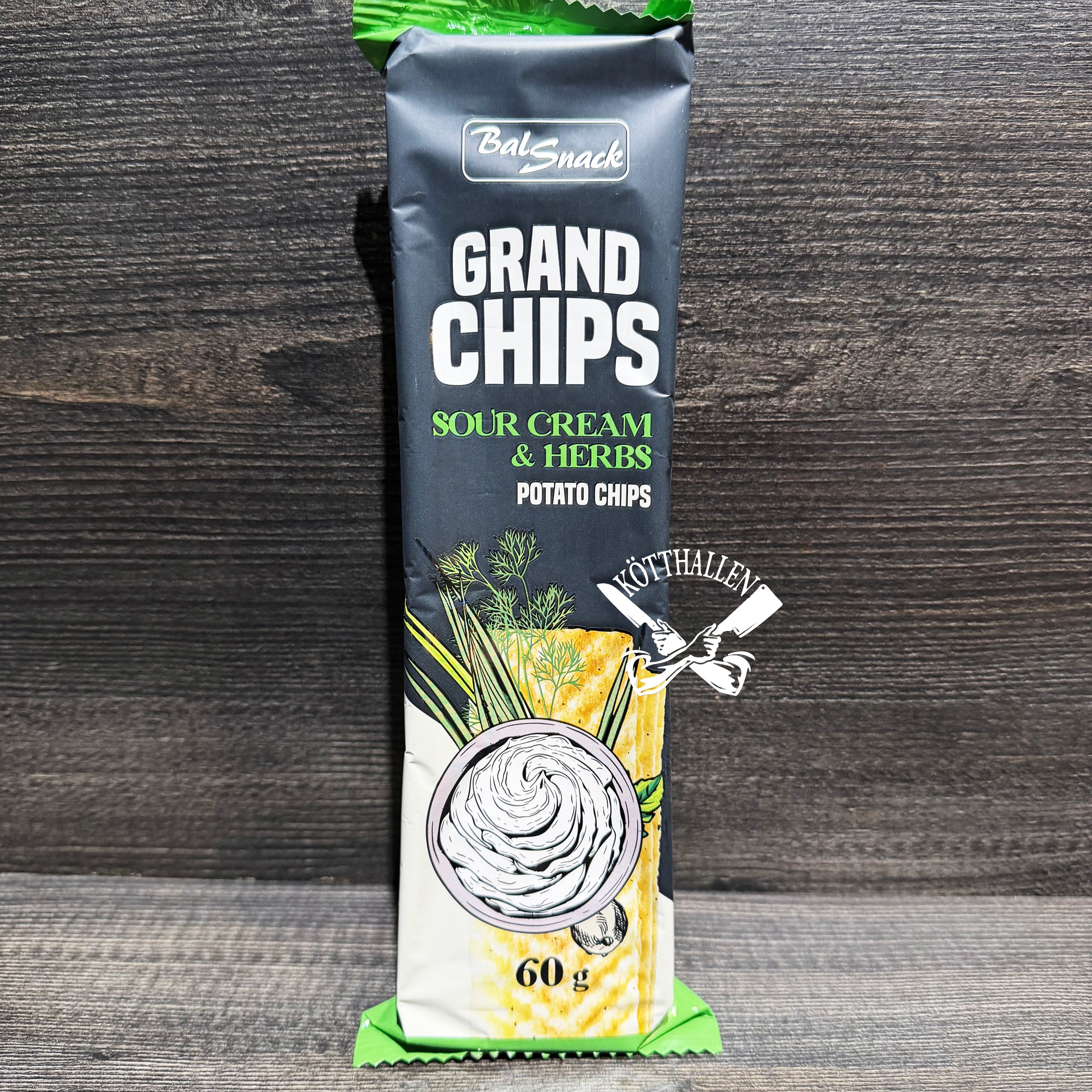 GRAND CHIPS SOUR CREAM & HERBS, BALSNACK