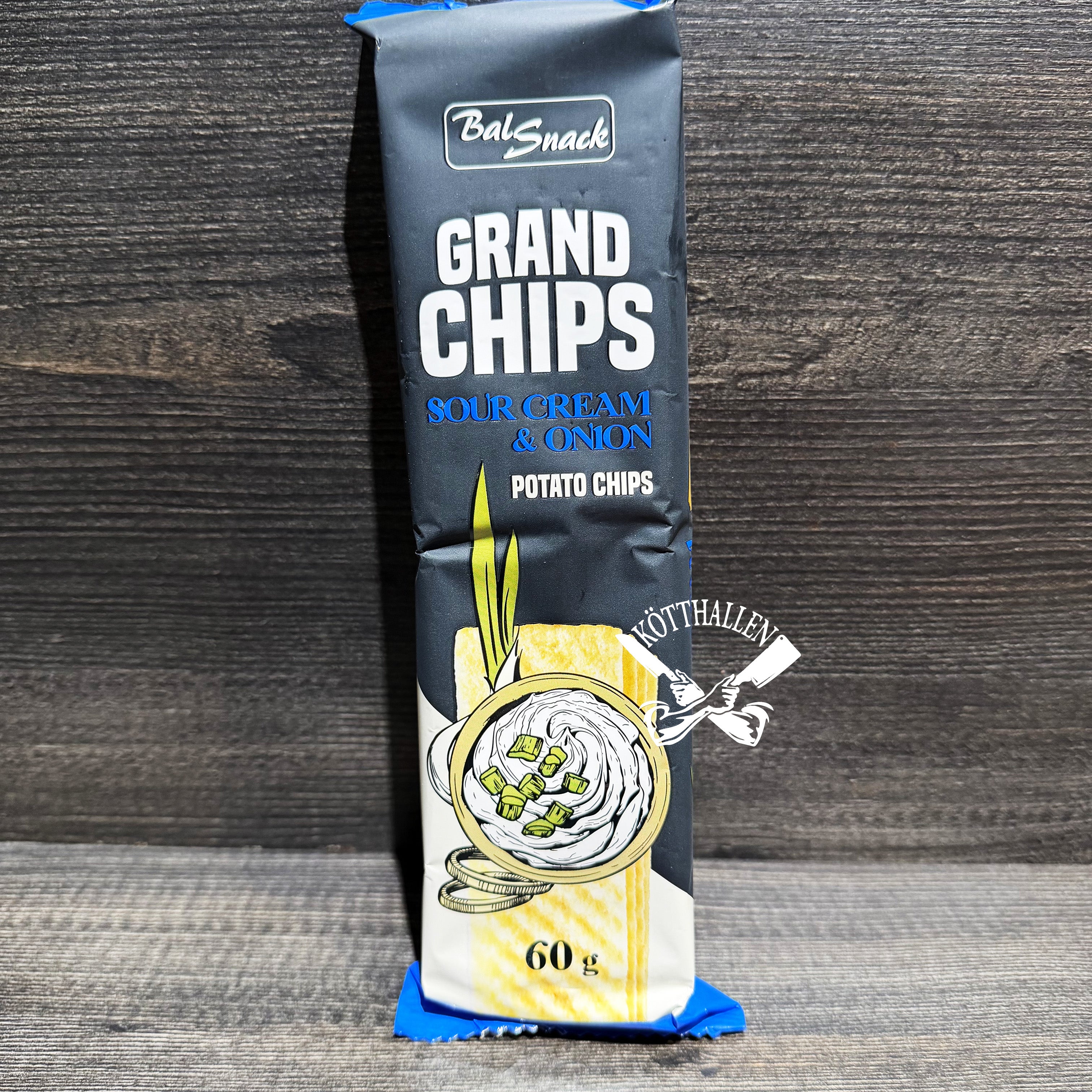 GRAND CHIPS SOUR CREAM & ONION, BALSNACK